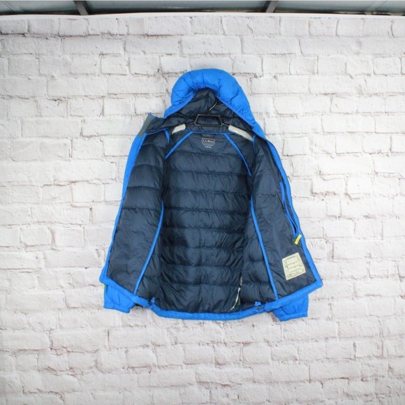 LL Bean Ultralight 650 Deep Sapphire Nylon Down Hooded Winter Jacket L14-16 - Picture 5 of 9